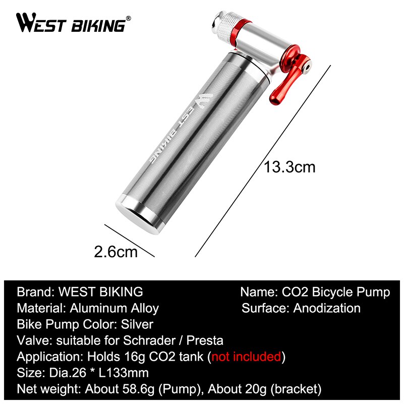 WEST BIKING-Mini bombas de bicicleta, de aleación de aluminio, portátil, con válvula de bolsillo, para llanta de bicicleta de montaña