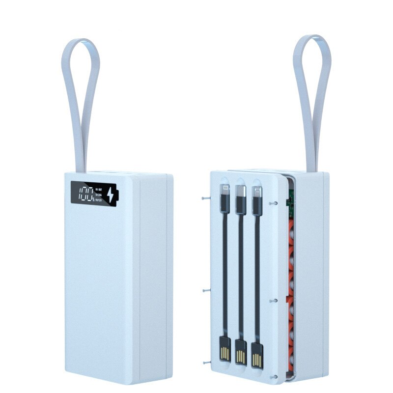 Voor Type C Micro Lightning Output 12*18650 Batterij Houder Opladen Doos Diy Power Bank Dual Usb Telefoon Lading batterij Opbergdoos