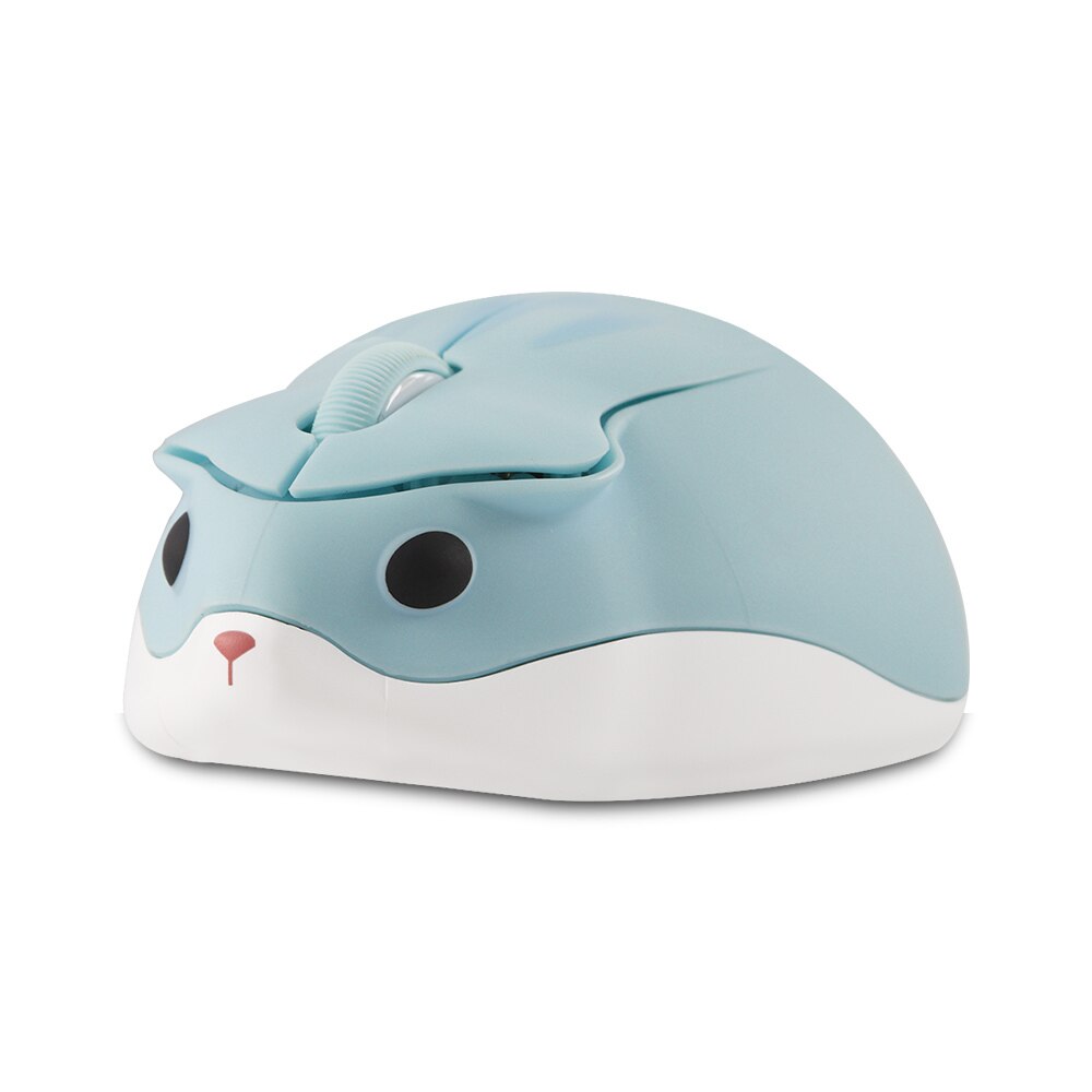 CHUYI-ratón óptico inalámbrico USB para niña, Mouse pequeño de mano con de hámster de dibujos animados, 2,4G, 1200 DPI: Azul