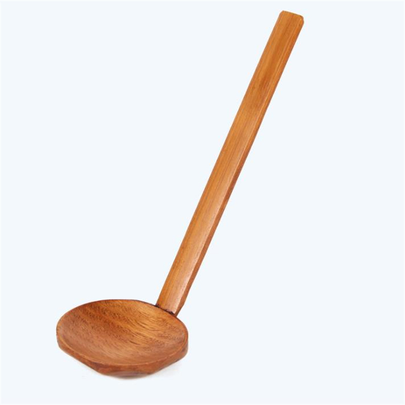 1Pc Lange Steel Houten Lepel Ramen Pot Vergiet Gebruiksvoorwerpen Ramen Soep Lepels Servies Keukengereedschap Tool Japanse Stijl: Soup spoon
