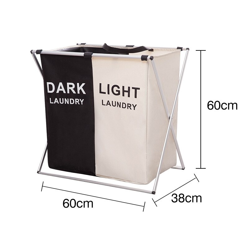 2 Divider 3 Divider Household Laundry Basket Hamper Sorter Box Bin Container Organizer for dirty cloth: 2 Divider Black
