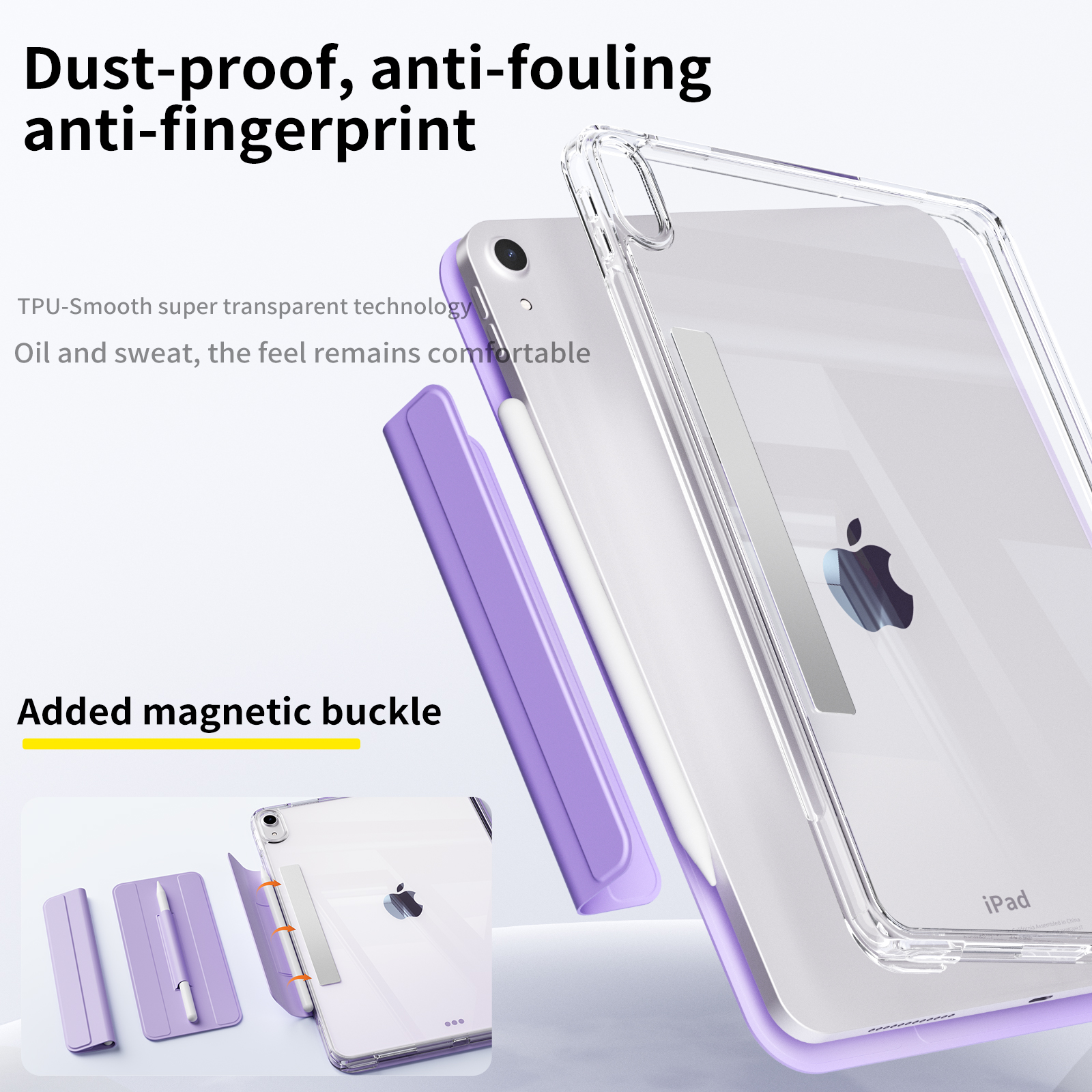 ZOYU iPad pour iPad 10th 10.9 housse coulissante amovible, pour iPad Pro 11 Air 11 Air 4/5 10.2 7/8/9th mini 6 housse à boucle magnétique