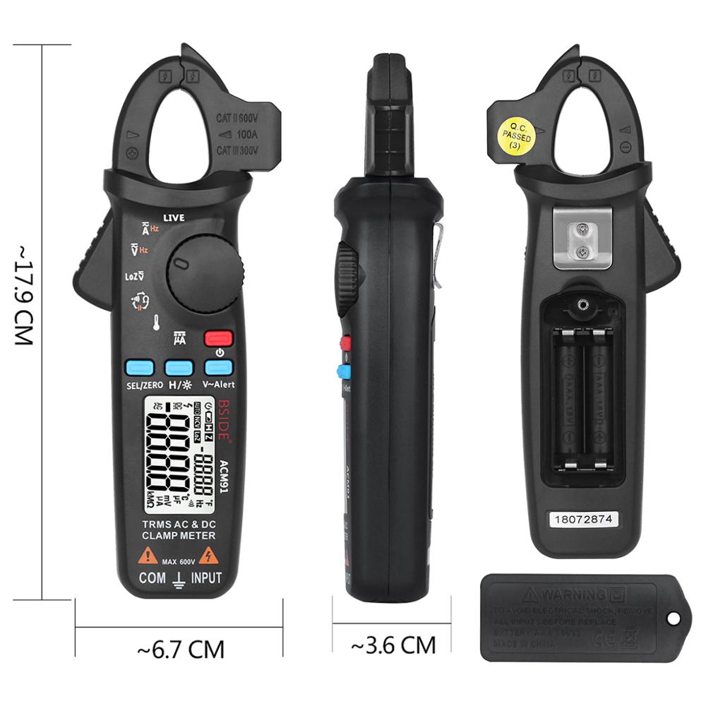 Bside Dc Ac Stroomtang ACM91 T-Digitale Ampèremeter Multimeter Nauwkeurigheid 1mA 100A Auto Stroom Voltmeter Capaciteit Temp Tester