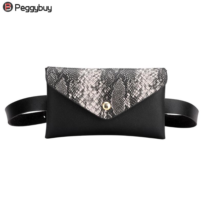 Snake Pattern Shoulder Waist Bags Fanny Belt Packs Phone Pouch Women Flap PU Leather Crossbody Casual Messenger Chest Bags: Dark Grey