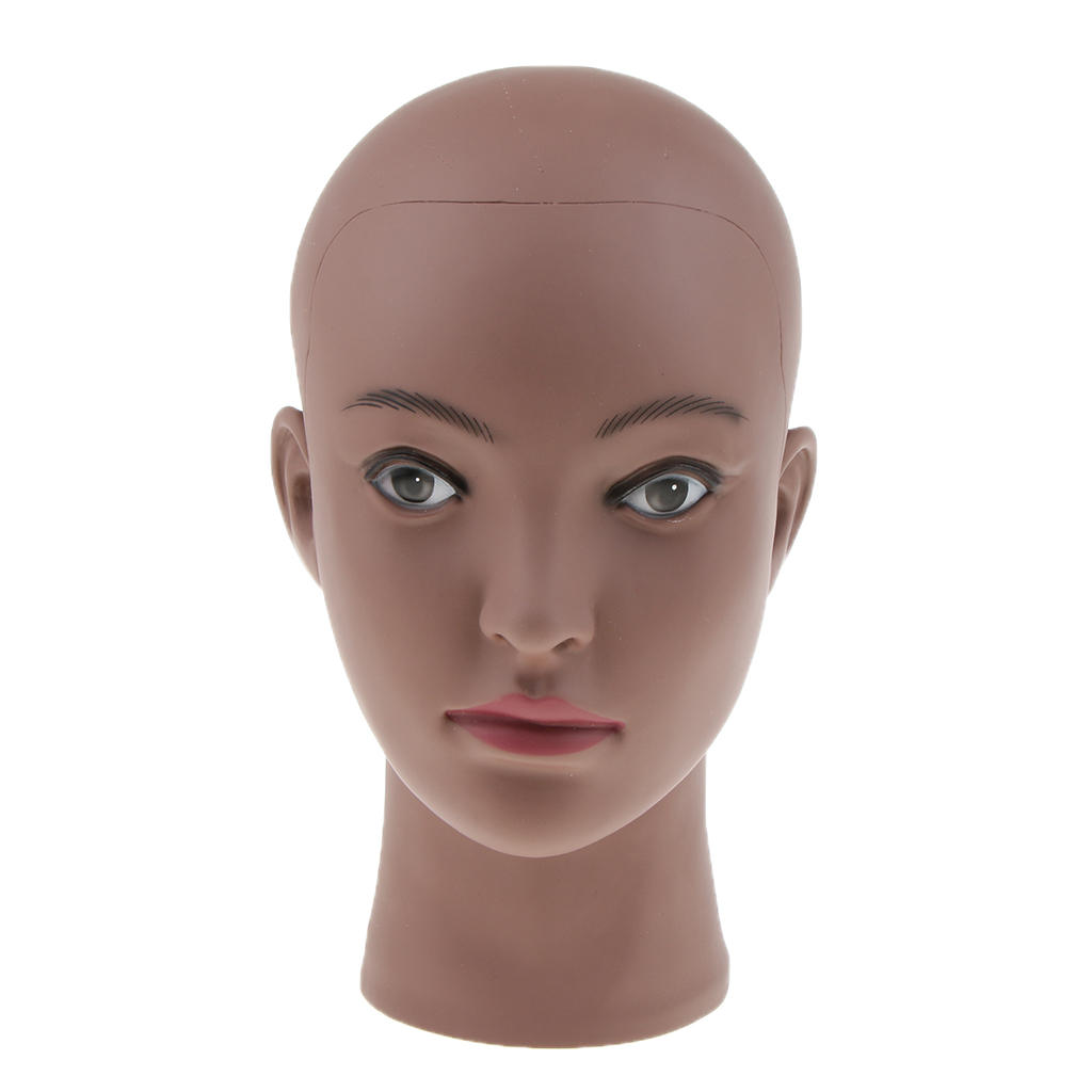 Mannequin Manikin Head - Black Female Bald Training Doll For Wigs Making and Hat Glasses Display