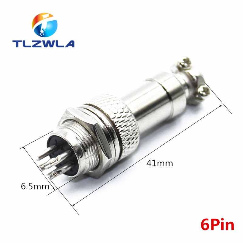 1set GX12 2/3/4/5/6/7 Pin Male + Female 12mm L88-93 Circular Aviation Socket Plug Wire Panel Connector with Plastic Cap Lid: GX12 6Pin