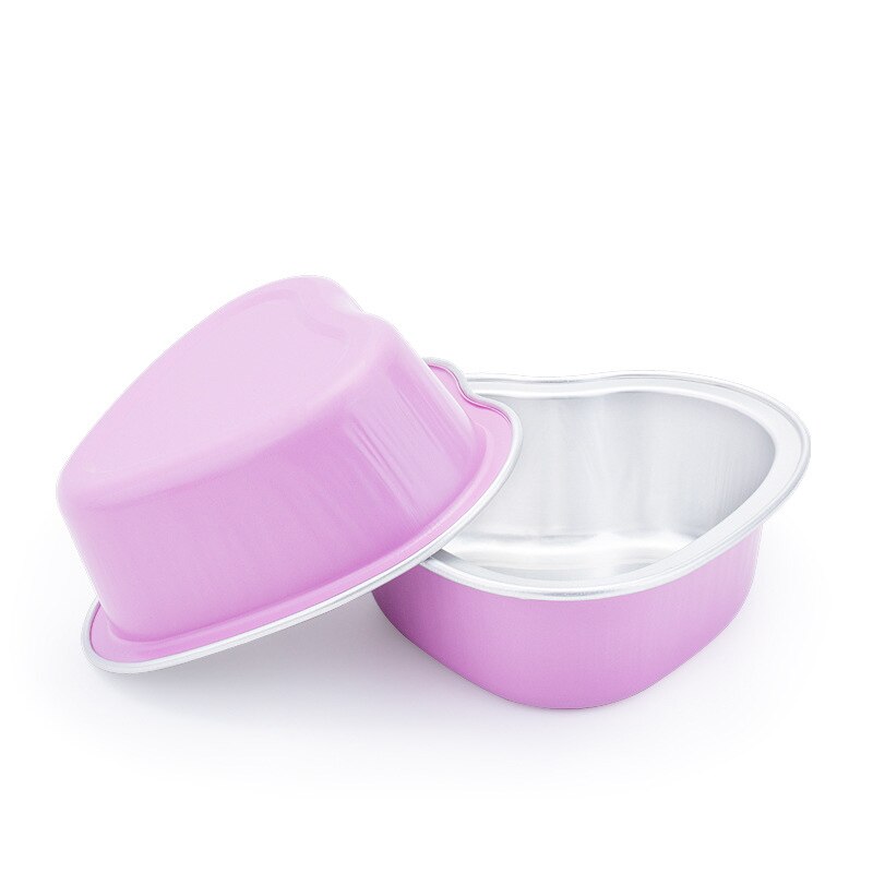 Mini taza de aluminio con forma de corazón para postre, taza desechable para comida, pudín, Mousse, contenedor de gelatina, molde para hornear cupcakes, 10 Uds.