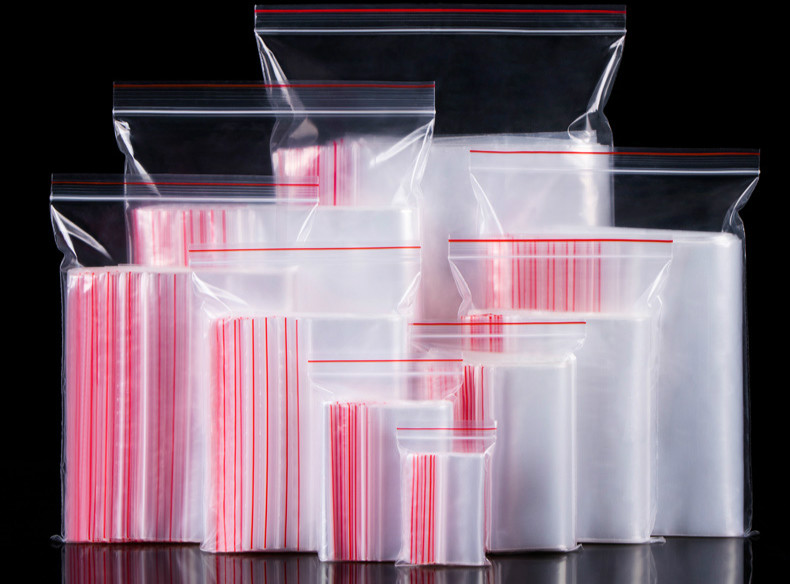 Pe self-styled 6 trådar ziplock lås blixtlås poly klara påsar plast mat förvaringspåsar tjocka genomskinliga paket påsar