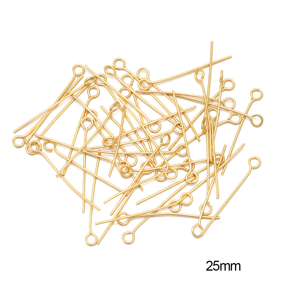 100/50 Uds. Cabezas de acero inoxidable, alfiler de cabeza plana, alfileres de cabeza de bola de Color dorado para accesorios de joyería DIY