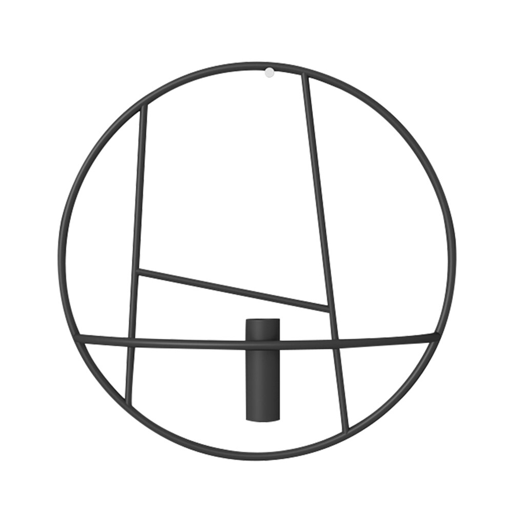 Metal Geometric Candlestick Modern Art 3D Circle Metal Candle Holder Wall Hanging Flower Vas for Home Bedroom Decoration Crafts: Black B