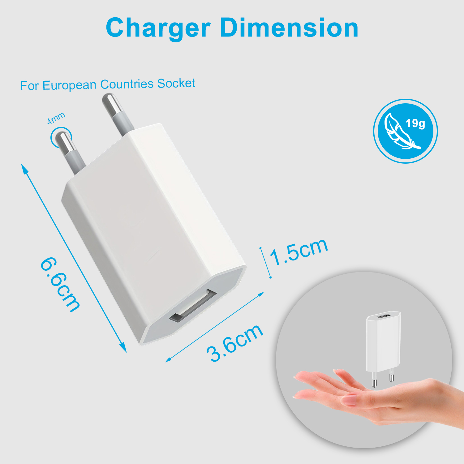 Cargador de pared USB universal 1/2/5PC 5V1A con protección contra cortocircuitos - Enchufe estándar europeo para iPhone