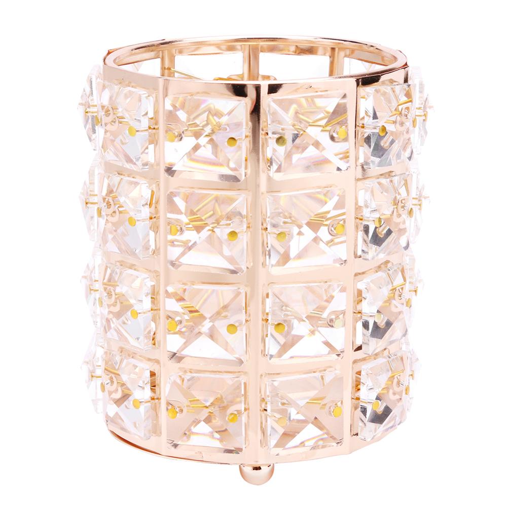 Metal Crystal Makeup Brushes Storage Tube Eyebrow Pencil Cosmetic Pens Holder Desktop Jewelry Box Organizer: G1