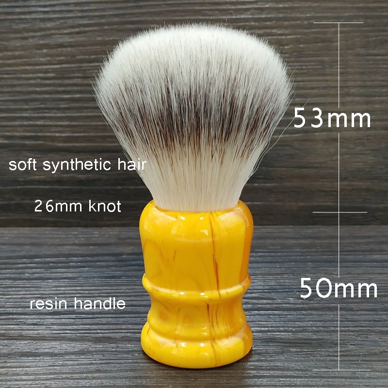 Dscosmetic-brocha de afeitar para hombre, pelo sintético de 26mm suave, mango de resina ámbar, herramienta de afeitado tradicional en húmedo