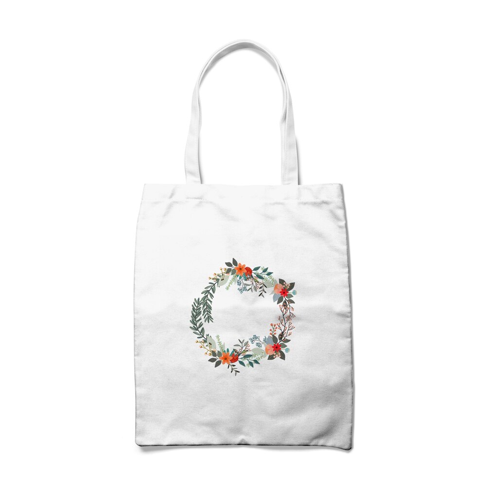 Bloemen Printing Boodschappentas Canvas Tote Bag Print Wit Schouder Bakken Voor Reizen Boodschappentassen Herbruikbare Eco Katoen Handtassen: 4
