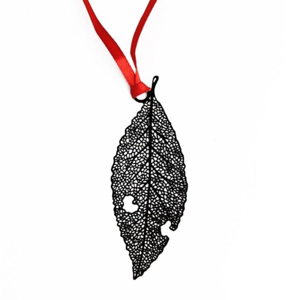 Cute Kawaii Black Butterfly Feather Metal Bookmark for Book Paper Items Lovely Korean Stationery DIY Package: leaf