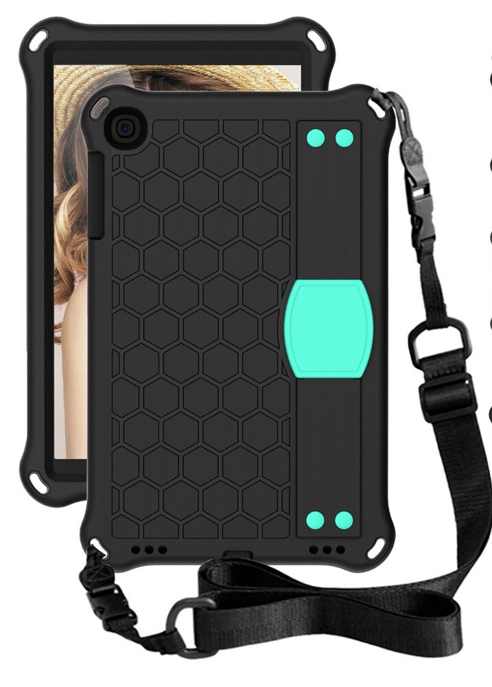 EVA Tablet PC Cover Case For Samsung Galaxy Tab A 10.1inch T510 T515 Full Body Protective Shell Hand Grip Shoulder Strap: Black Green