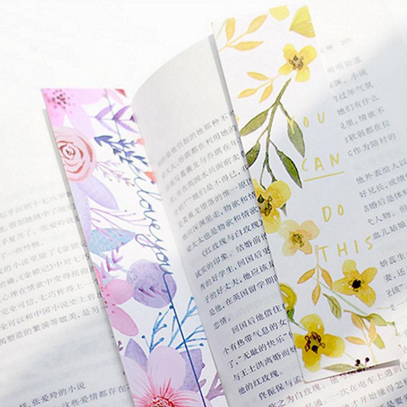 30pcs/set Beautiful Flowers Bookmarks Book Separation Fresh Page Bookmark Office Literary Supplies Small Bookmarks School D5Z3