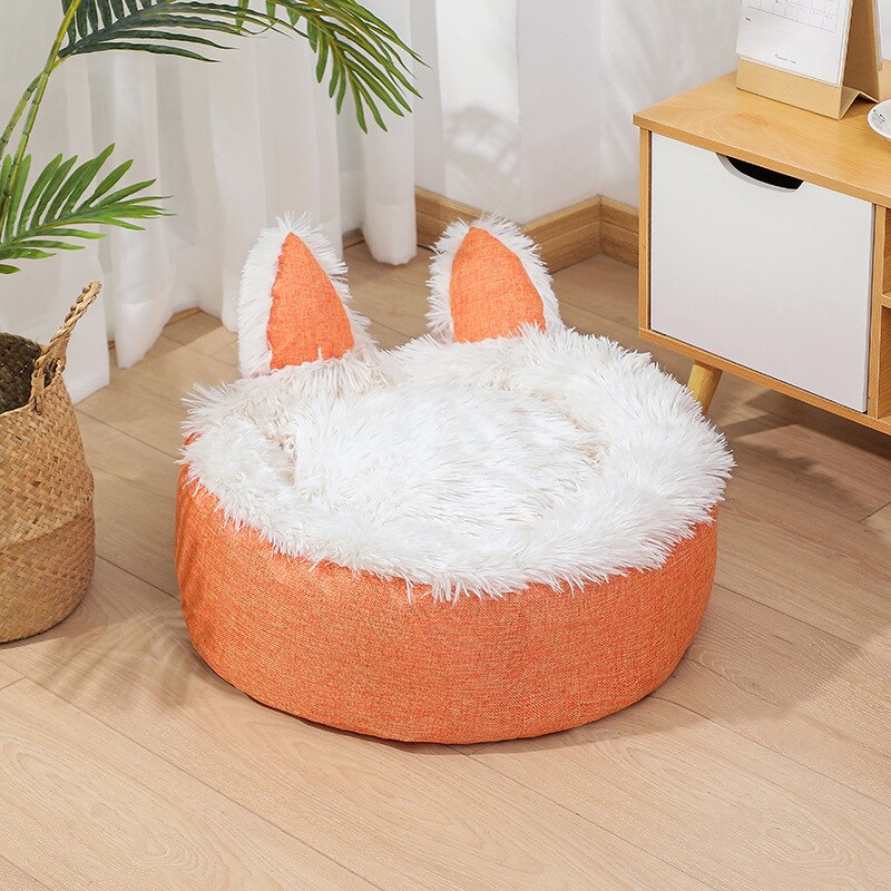 HOOPET Pet Cat Bed Lamb Cashmere Pet Dog Cat House Kennel Puppy Mat Winter Warm Soft Cat Nest Sofa Cushion Kittens Puppies Cat: orange / 40cm