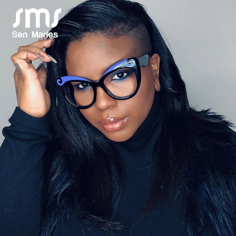 Monture de lunettes œil de chat pour femmes, monture de lunettes optiques, Anti-bleu, pour hommes, lunettes à verres transparents