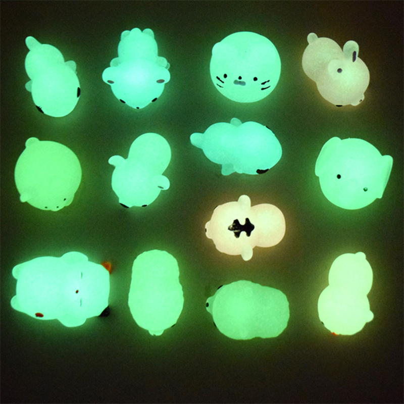 Spongy Squishy Mochi Fidget Toys Kawaii Animal Squeeze Cure Fun Anti-Stress Glowing FluorescentKid Toy