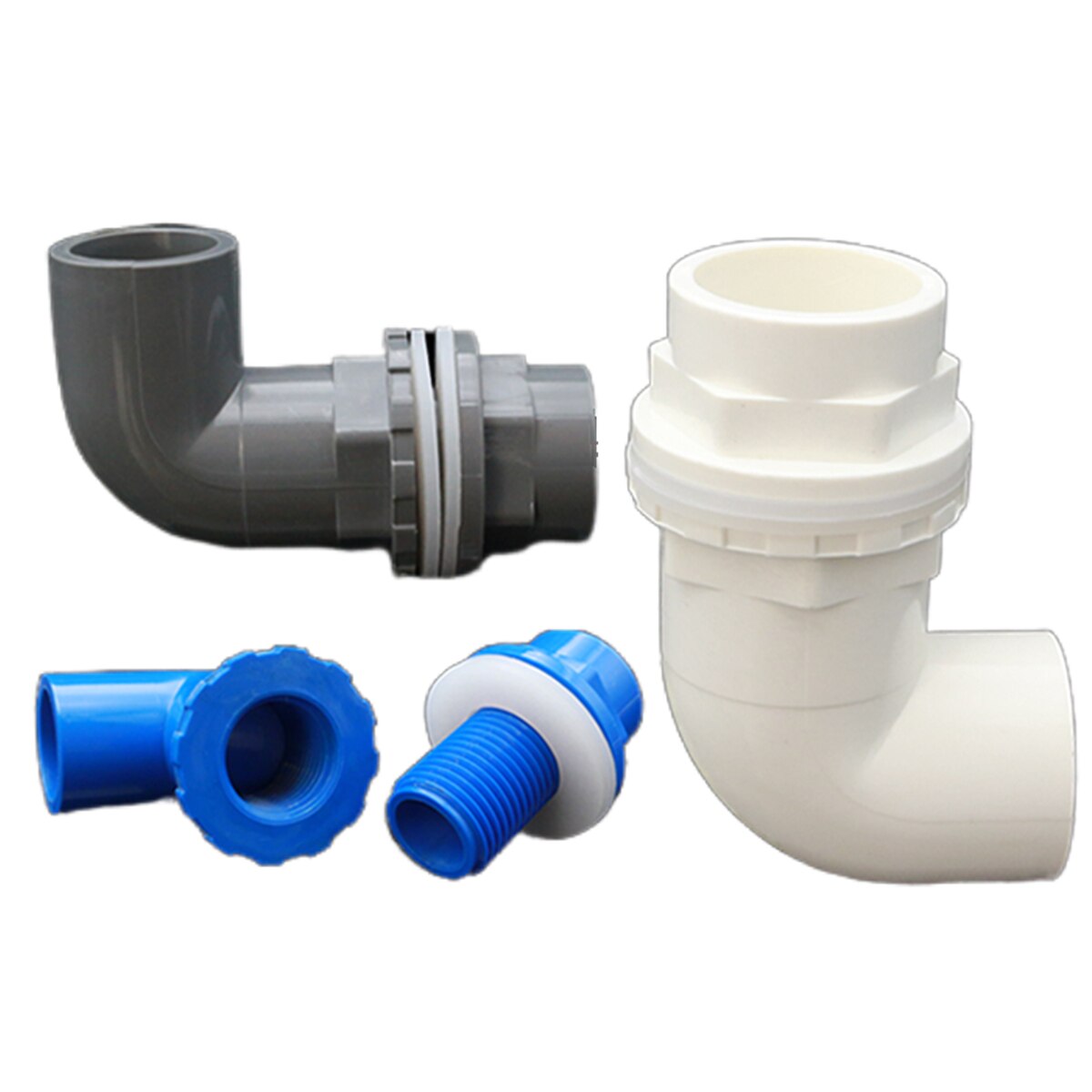 I.D20 25 32 40 50mm PVC 90° Elbow Drainage Connector Fish Tank Overflow Joints Water Inlet Outlet Supply Pipe Drain Fittings
