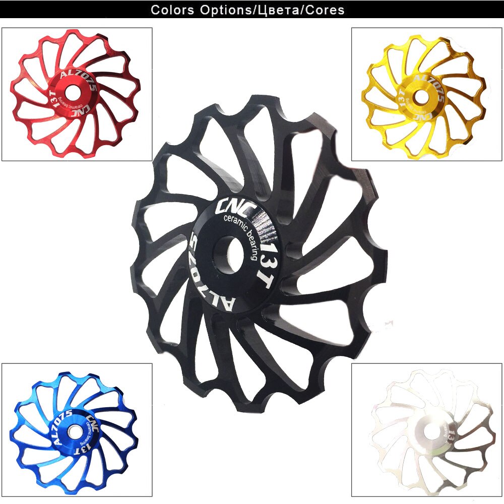 VXM MTB Road Bike Ceramic Pulley 7005 Aluminum Alloy Rear Derailleur 13T Guide Cycling Ceramics Bearing Jockey Wheel 1pcs