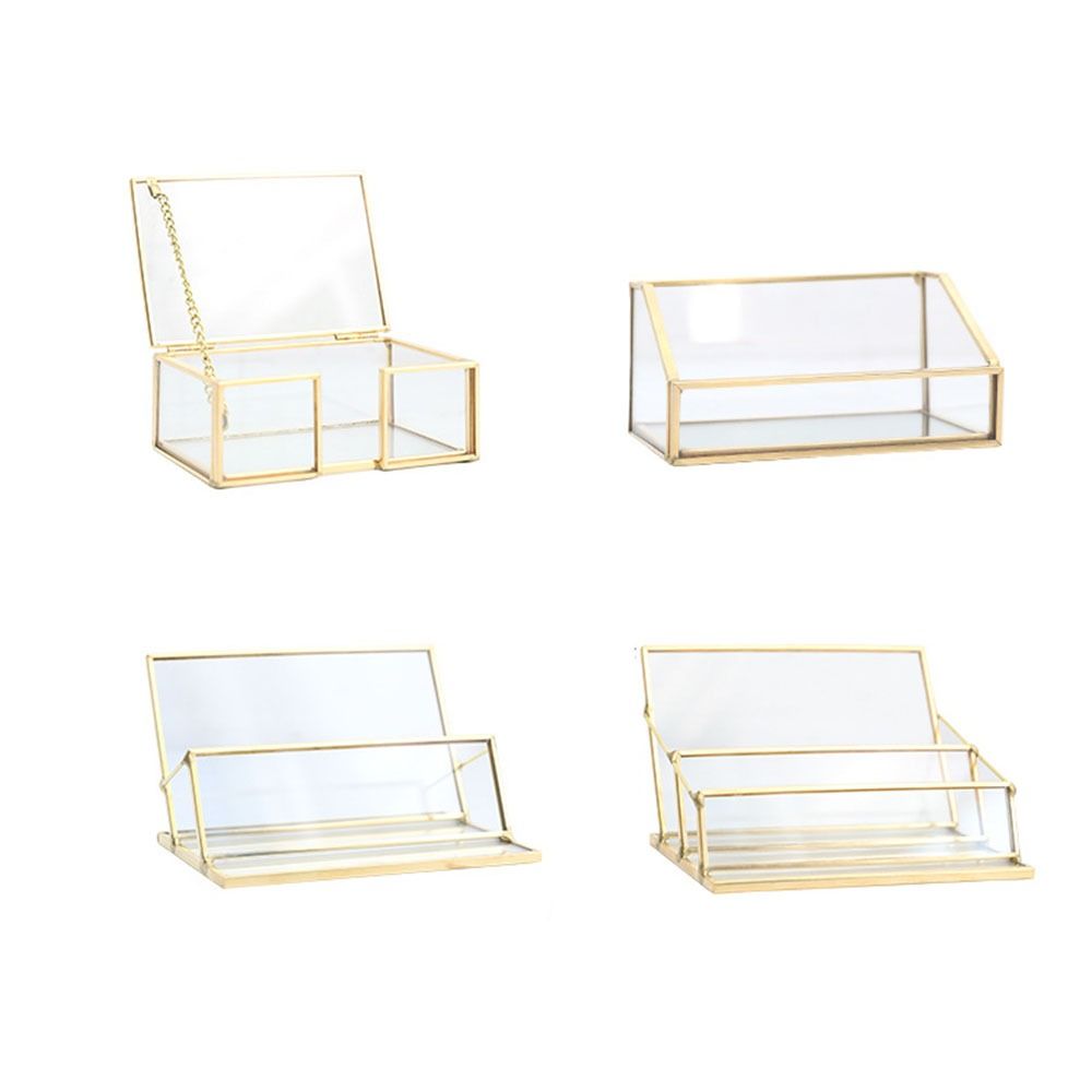 Soporte para tarjetas de visita de vidrio y Metal, soporte para presentación de Tarjeta De Nombre de oficina, organizador duradero para tarjetas de visita