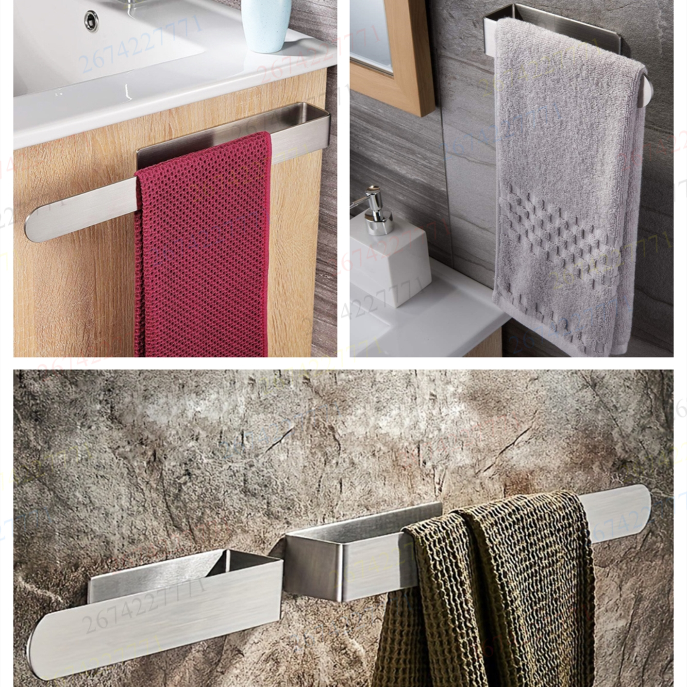 Toallero autoadhesivo, soporte para toallas de baño, estante de acero inoxidable para colgar toallas, soporte para paños de cocina, accesorios de baño, 1 ud.