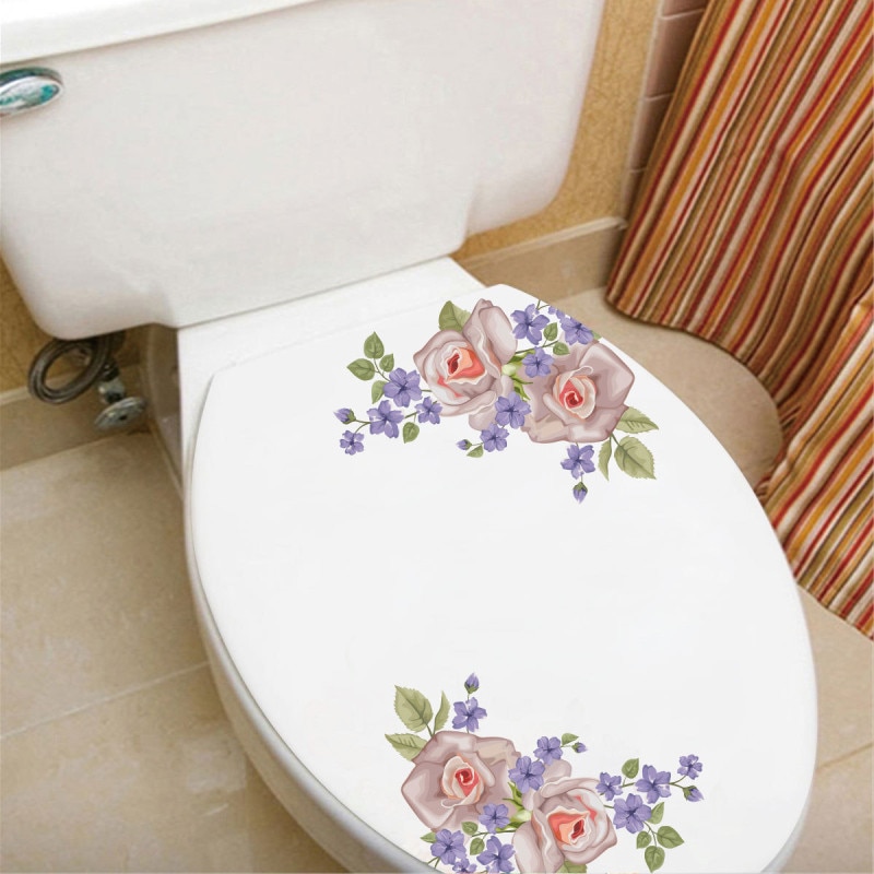 1 stk sjov nyhed blomsterkøleskab toiletsæde/klistermærke/mærkat 3d vægstickers på væggen boligindretning