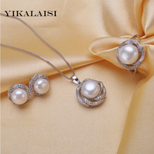 YIKALAISI – collier et boucles d'oreilles en perles d'eau douce naturelles, ensemble de bijoux pour femmes, en argent sterling 925, bijoux de mariage