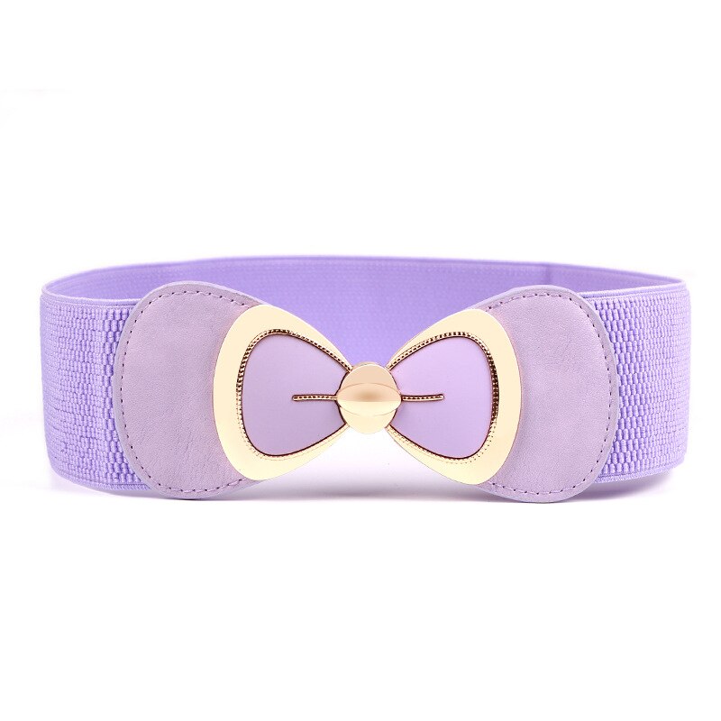 Faja elástica ancha de mariposa grande, cinturón de lazo para mujer, cinturón con hebilla, cinturón de vestir, accesorios Cinch: Púrpura