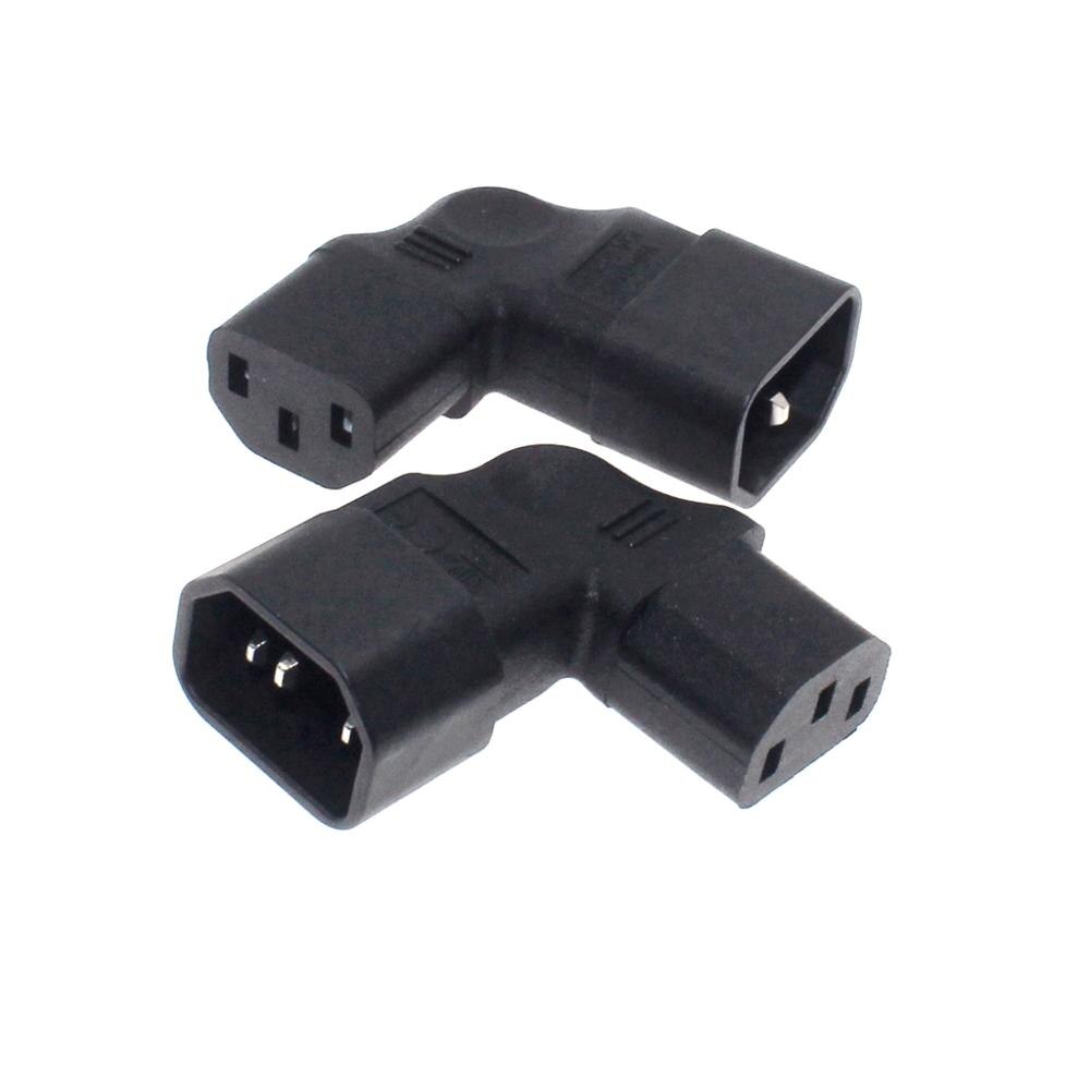 IEC UPS Power Converter C14 To C13 Right Angled AC Electrical Plug Connector Male To Female Power Conversion Adapter Black 10A 2