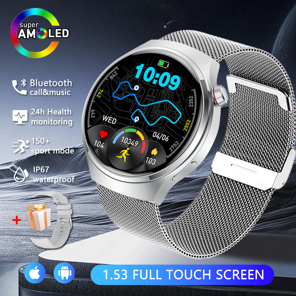 GPS ao ar livre chamada bluetooth smartwatch masculino 360*360 tela hd rastreador de fitness 150 + modo esporte homem smartwatch para huawei gt série: Rosa