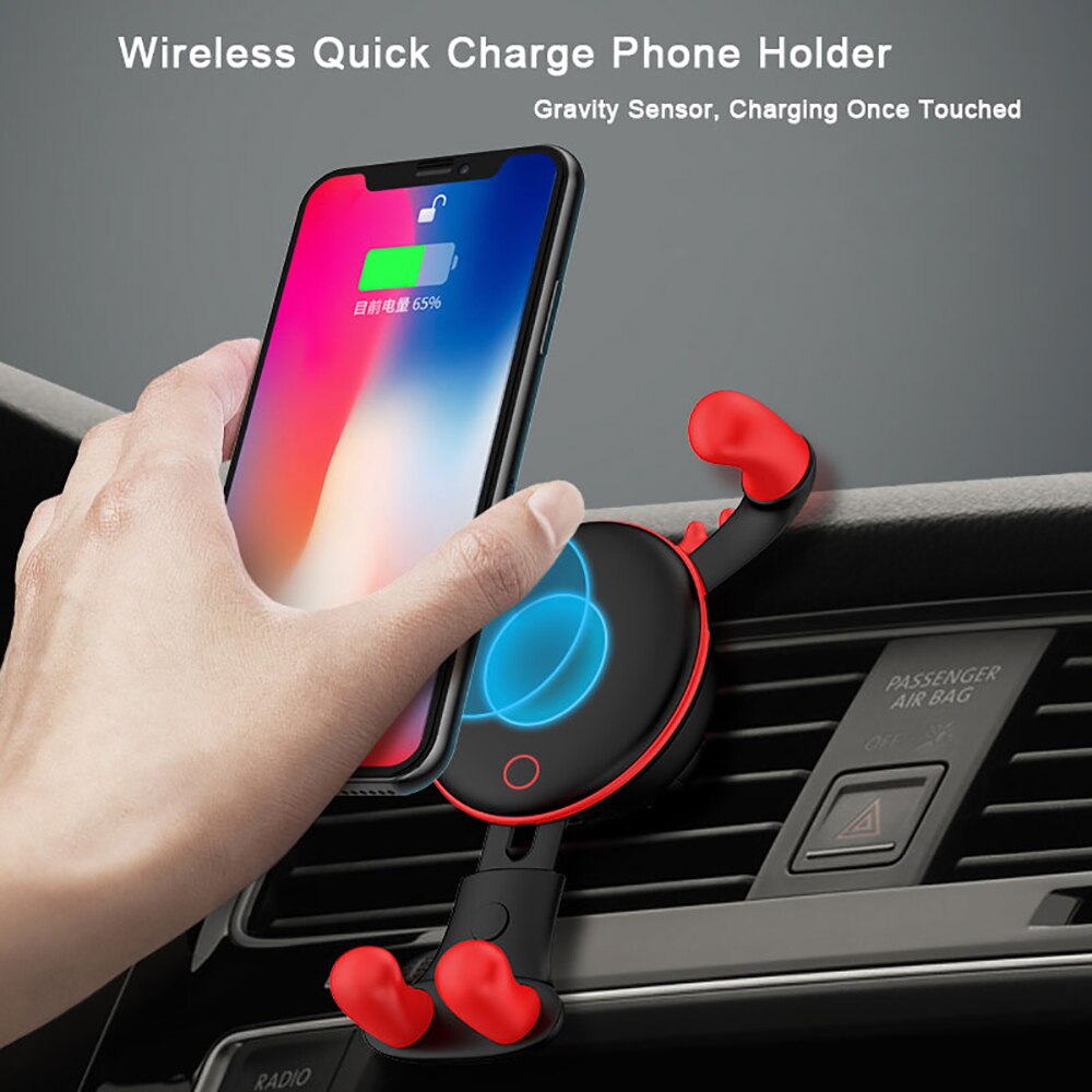 Universele Draaibare Mini Auto Air Vent Telefoon Houder Draadloze Telefoon Oplader Voor Auto Iphone Opladen