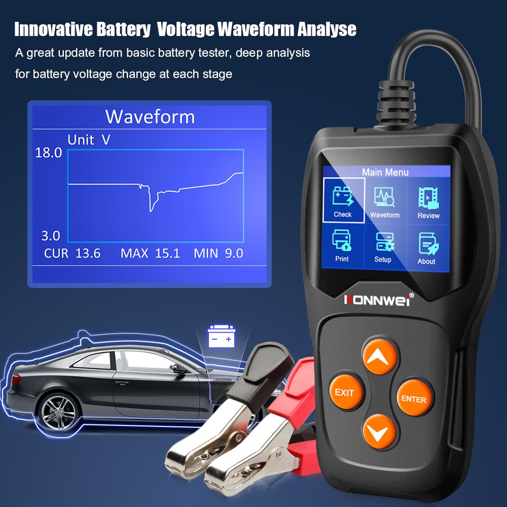KONNWEI KW600 Auto Batterie Tester 12V Analysator 100 zu 2000CCA Prüfung Batterie Gesundheit/Fehler 12V Digitale Farbe bildschirm Auto diagnostizieren