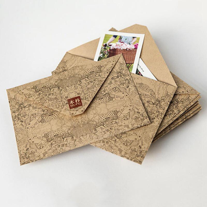 10 Stks/partij Envelop Vintage Retro Kraftpapier Envelop Voor Visitekaartje Stijl Creatieve Eenvoudige Envelop Pakket