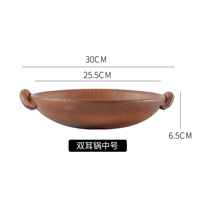 Mini stove Carbon mud soil stove charcoal old clay oven BBQ grills chafing dish small commercial carbon furnace home: L25cm Double ear pot