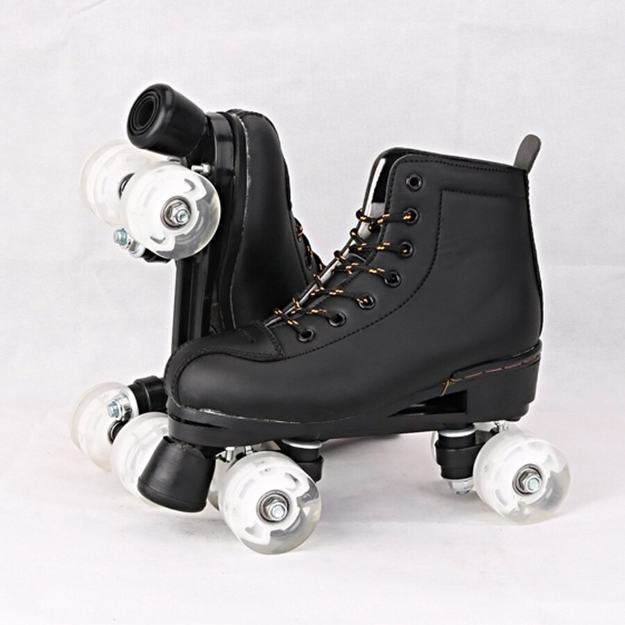 Patines Japy de cuero Artificial, Patines de doble línea, para mujer, hombre, Adulto, dos líneas, Patines con PU blanco, 4 ruedas