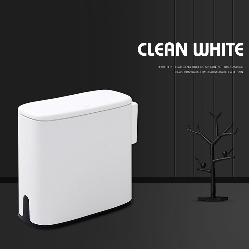 11L Narrow Type Trash Can Zero Waste Kitchen Recycle Bin Press Type Trash Bin Dustbin Plastic Waste Bin Garbage Bin Rubbish Bin: White