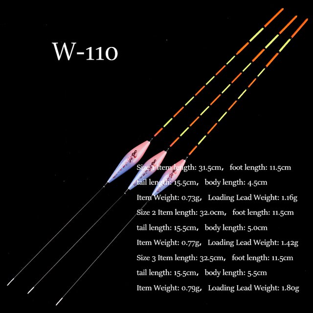 3 st/parti fiskeflöten 1-3#  flöten i komposit nanoplast för fiske med bobbers för sötvattensfiske: W -110