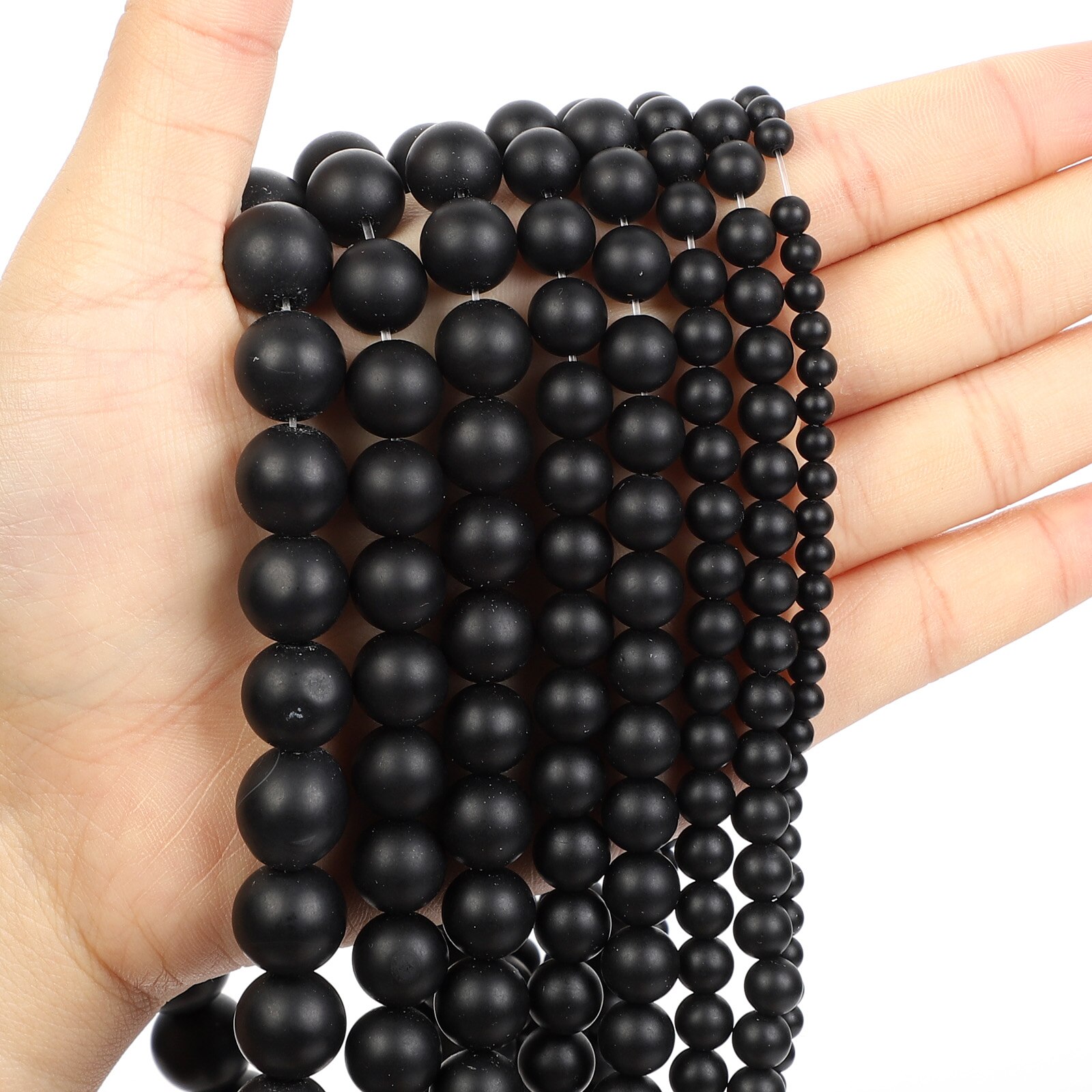 Matte Frosted Black Agates Natural Onyx Beads Round Loose Spacer Bead For Jewelry Making Bracelets DIY Charm Accessories 4-12MM