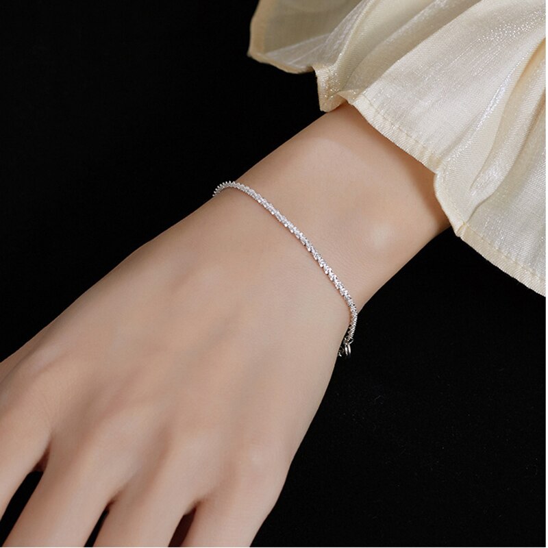 Nowe srebrne kolor Gypsophila łańcuszek wężykowy z kości bransoletka i bransoletka dla kobiet grzywny biżuteria ślub impreza prezent 2021 tendencja: 01srebro