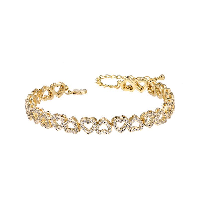 WEIMANJINGDIAN Brand Heart Shape Cubic Zirconia CZ Crystal Bridal Wedding Bracelets: 14k gold