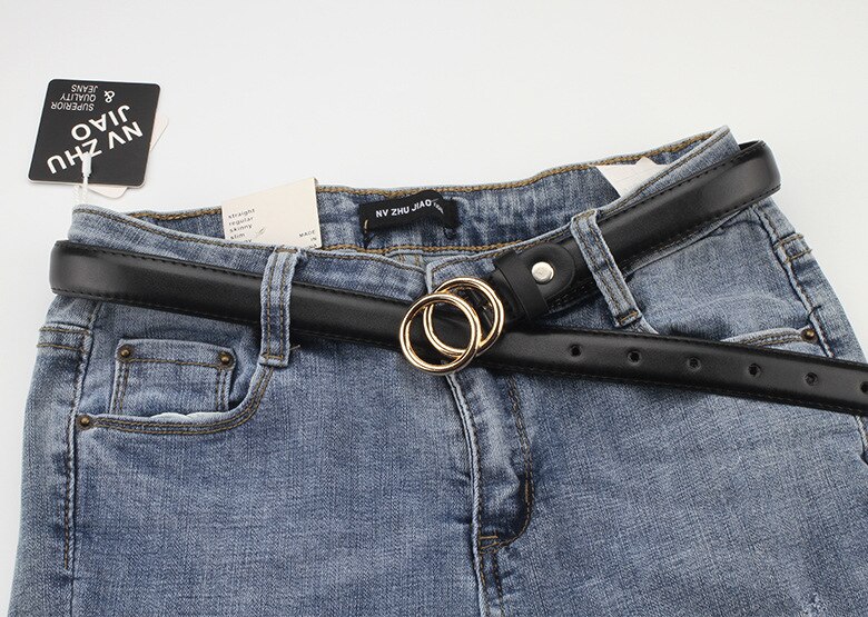 Patroon Casual Oogjes Pu Lederen Riem Voor Vrouwen Vrouwelijke Gouden Ronde Pin Gesp Brede Jean Taille Riem Dubbele Lus glad Gesp