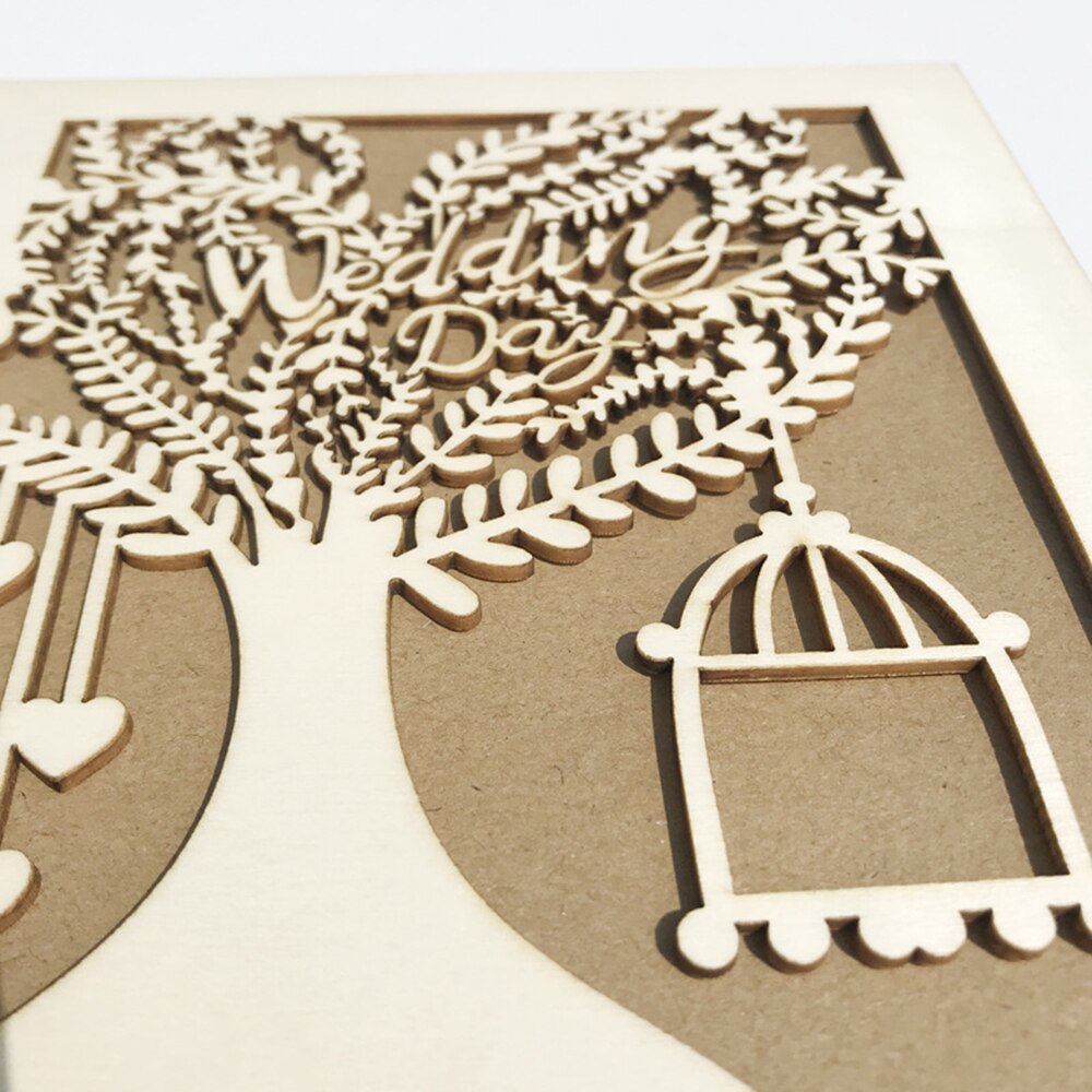 Wooden Decoration Signature Guest Books Handmade Mr & Mrs Love Wedding Guest Book Wooden DIY Signature Sign-in Book