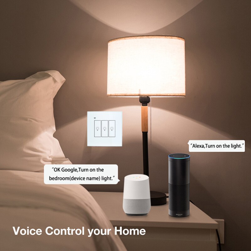 1/2/3 Bende Slimme Schakelaar Tuya Smart Leven Wi-fi Europese Standaard Voice Afstandsbediening Touch Schakelaar Ac 100-240V Wifi Timing Schakelaar