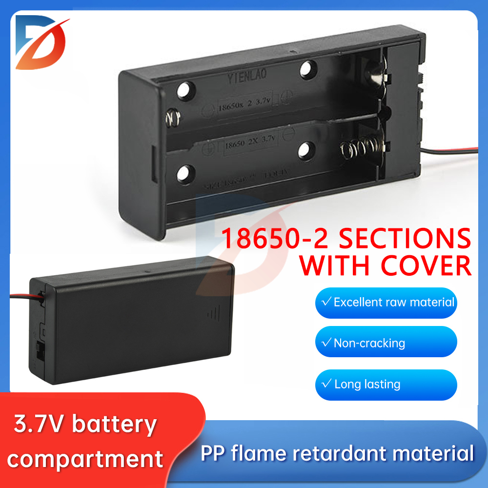 2 18650 battery box with cover and on/off button for 18650*2 /3.7V battery box