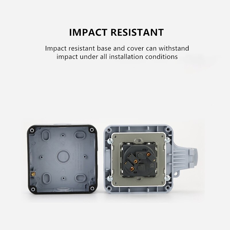 IP66 6 Weatherproof Waterproof Outdoor Wall Power Socket 16A EU Standard Electrical Outlet Grounded AC 110~250V