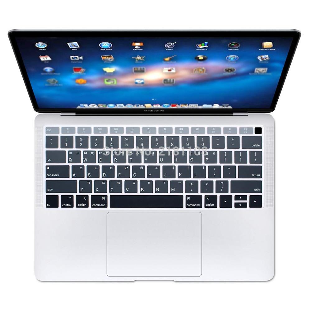 Koreansk sprog silikone tastatur cover hud til macbook nyeste air 13 tommer release  a1932 med nethinde display os layout