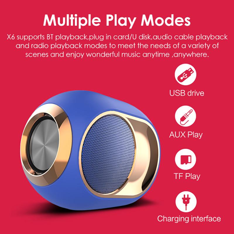 X6 Bluetooth Speaker Phone Speaker High-performance Bluetooth 5.0 Smart Chip Blue Tooth Speaker Stereo Soundbar 3D Speakers